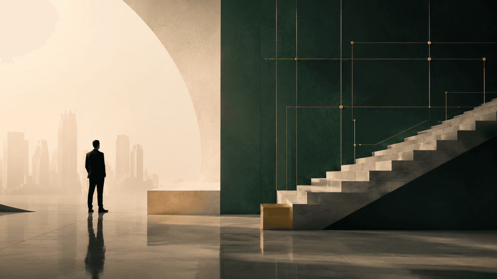 Abstract architectural detail showing intersecting lines and planes, representing structured systems and clarity